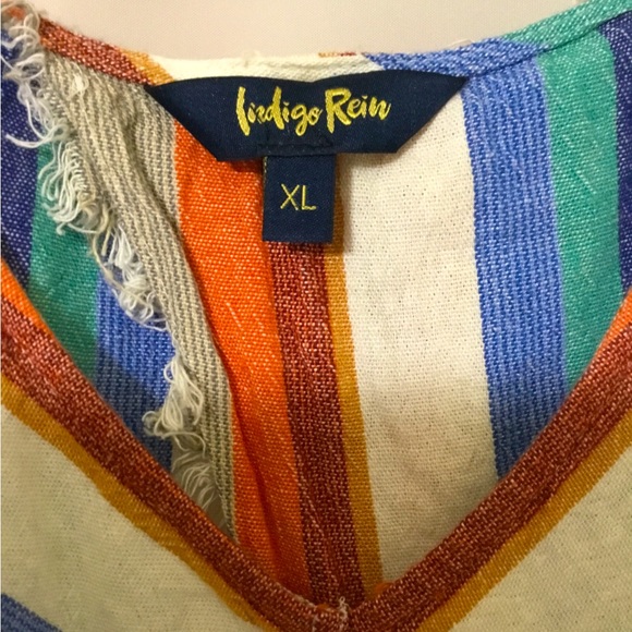 💥3/$20 Indigo Rein from Francesca’s~Striped Open Back Linen Tank Top~NWOT~XL - Picture 4 of 8